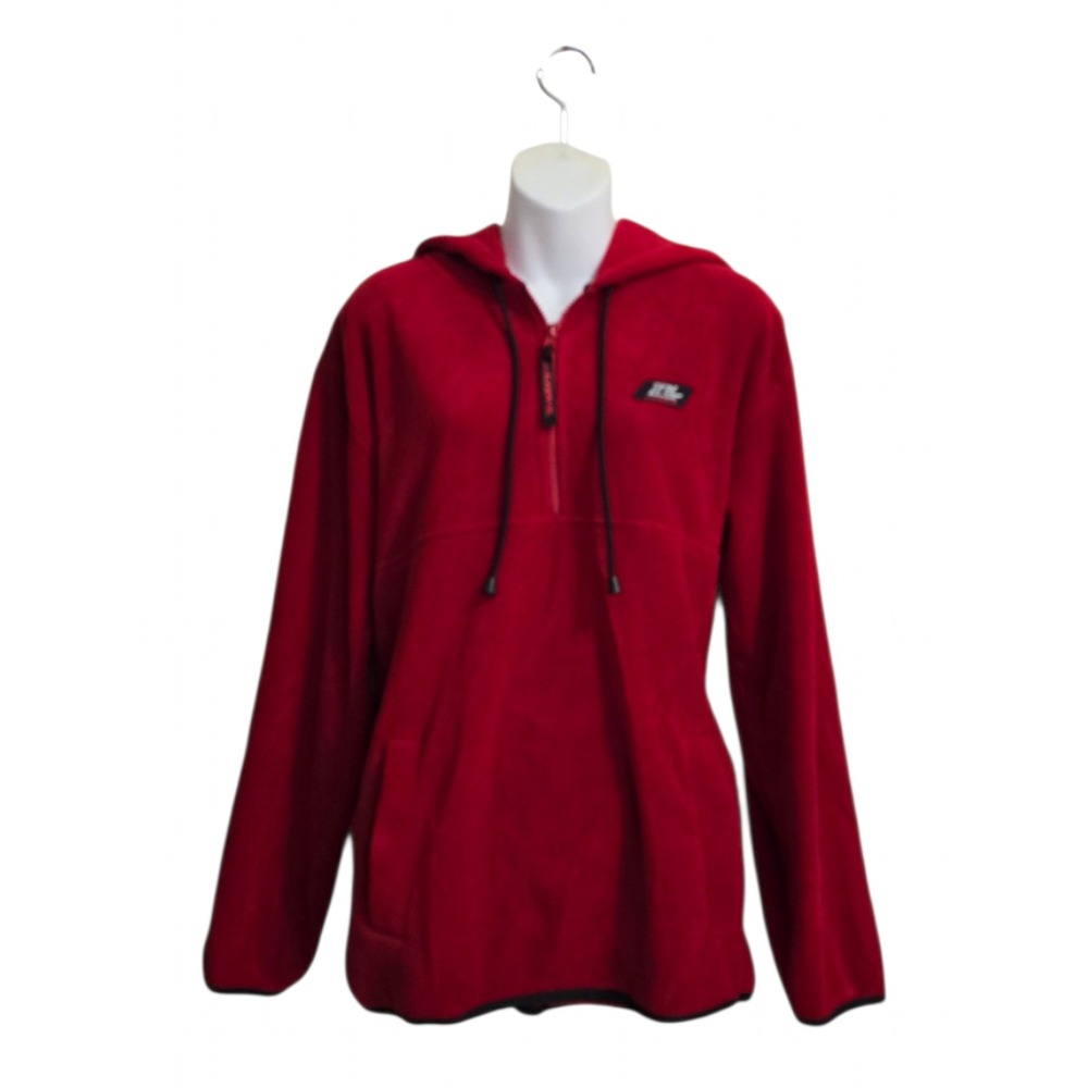 Lauren Ralph Lauren Red Hooded Fleece Quarter Zip Sweater Sz L
